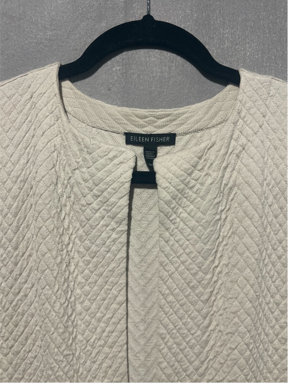 Eileen Fisher Jacket Women’s M Bone Silk Organic Cotton Interlock Jacquard - Picture 9 of 11